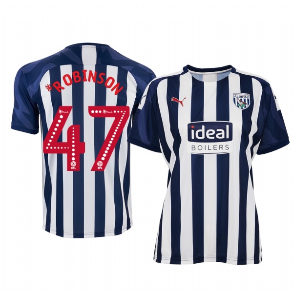 Women's West Bromwich Albion Callum Robinson White Blue Home Short Sleeve Jersey 19-20