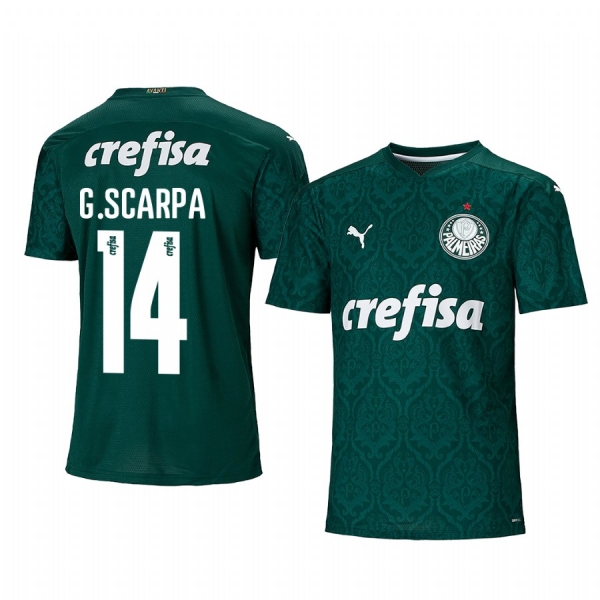 SE Palmeiras Gustavo Scarpa Men's Green Home Short Sleeve Jersey 2020-21