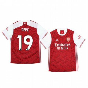 Men's Nicolas Pépé Arsenal Home Official Short Sleeve Jersey 2020-21