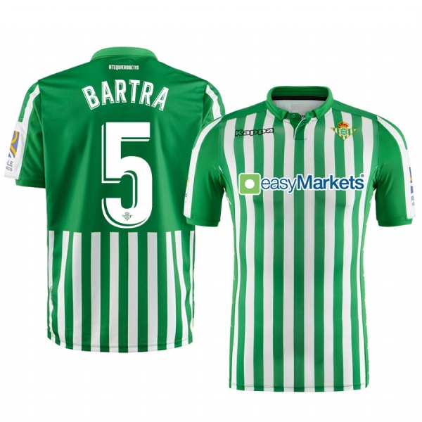 Real Betis Marc Bartra Men's Green Home Short Sleeve Jersey 19-20