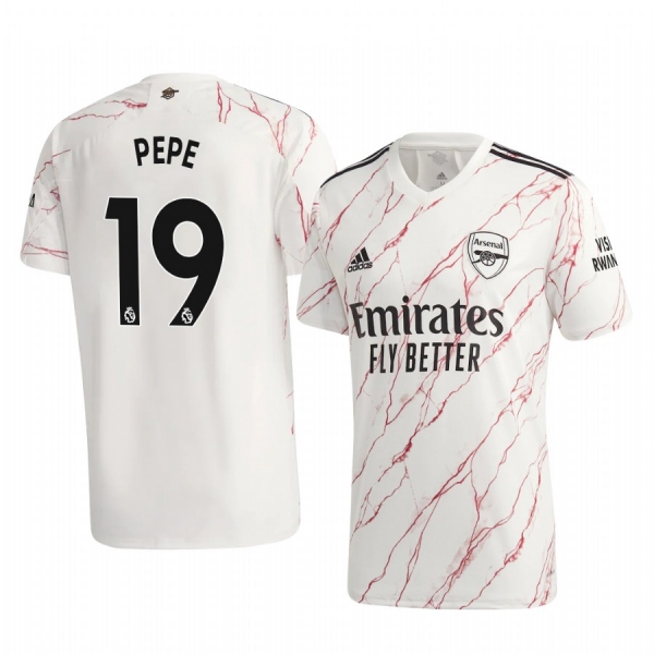 Nicolas Pépé Arsenal 2020-21 Away Men's White Short Sleeve Jersey