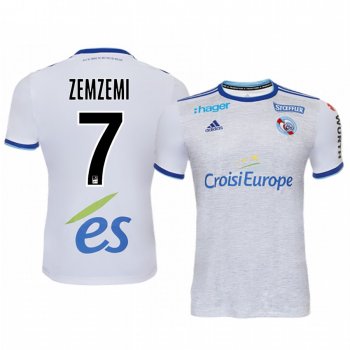 Moataz Zemzemi Strasbourg 19-20 White Away Replica Jersey Men's