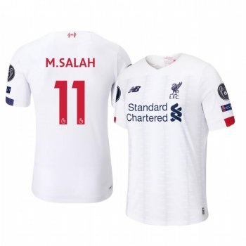 Mohamed Salah Liverpool 2020 UEFA Champion League Away Men's White Short Sleeve Jersey