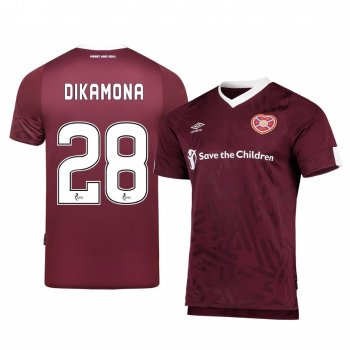 Heart of Midlothian Clevid Dikamona Men's 19-20 Home Replica Short Sleeve Jersey