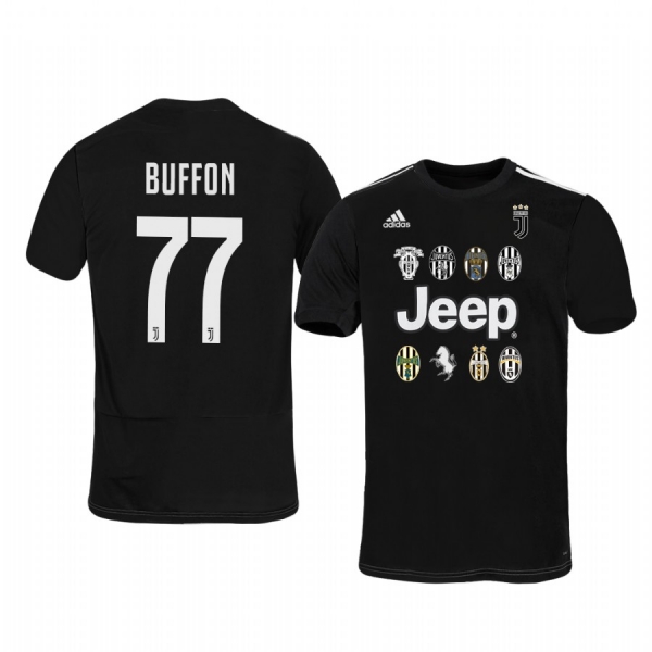 Gianluigi Buffon Juventus Historic Logo Black Short Sleeve Jersey