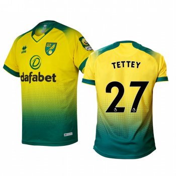 Alexander Tettey Norwich City 19-20 Home Men's Yellow Green Official Short Sleeve Jersey