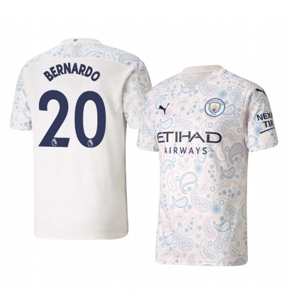 Bernardo Silva Manchester City 2020-21 Third Men's White Short Sleeve Jersey