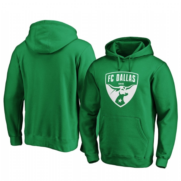 MLS FC Dallas St. Patrick's Day Green Pullover Hoodie White Logo