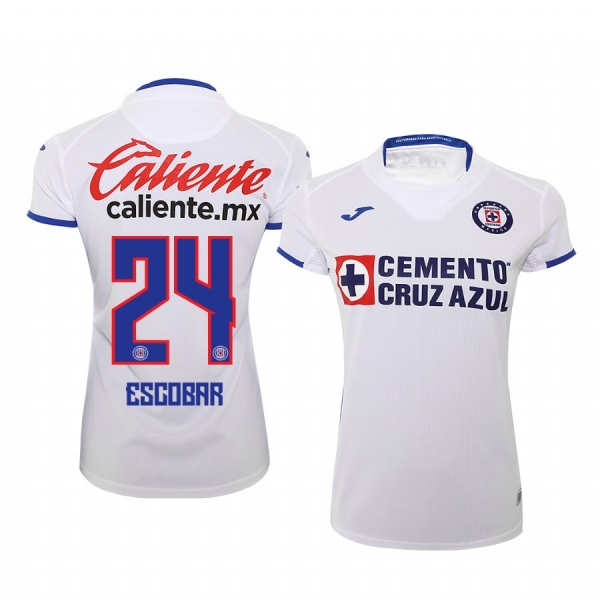 Women's Juan Escobar Cruz Azul 19-20 White Away Short Sleeve Jersey