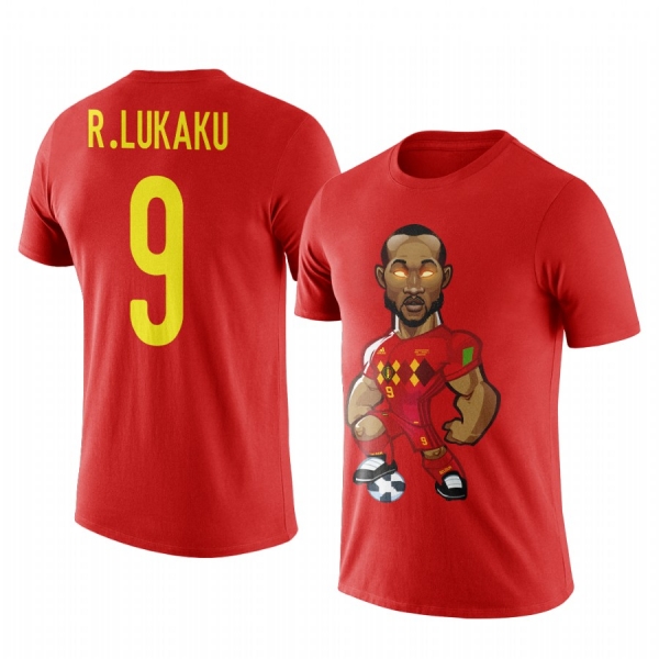 Men's Romelu Lukaku Belgium Cartoon Mascot Personalize Short Sleeve T-shirt