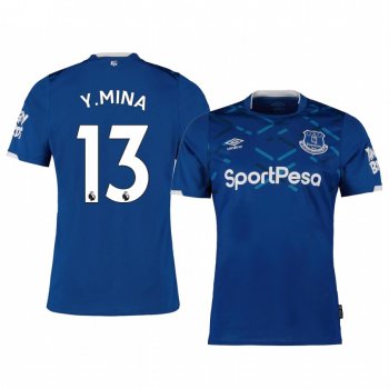 Men's Yerry Mina Everton Home Short Sleeve Jersey 19-20