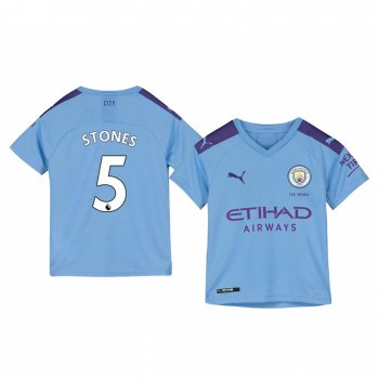 Youth John Stones Manchester City Home Short Sleeve Jersey 19-20