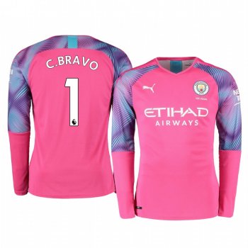 19-20 Manchester City Claudio Bravo Pink Away Goalkeeper Jersey Men's