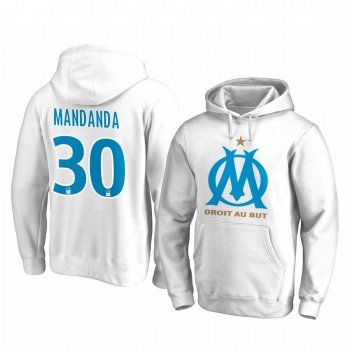 Steve Mandanda Olympique de Marseille Team Logo White Iconic Pullover Hoodie