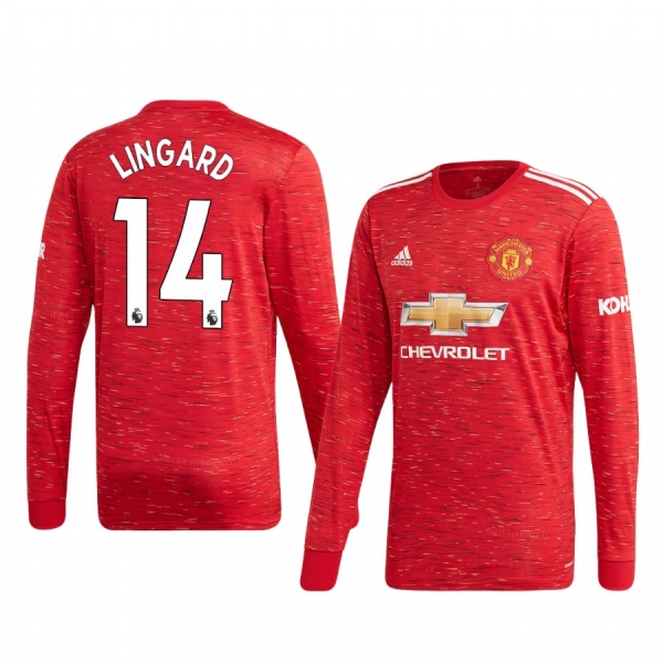 Jesse Lingard Manchester United 2020 Home Men's Red Long Sleeve Jersey