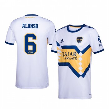 Junior Alonso Boca Juniors 2020-21 White Away Official Jersey Men's