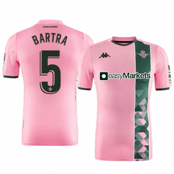 Real Betis Marc Bartra Men's Pink Third Short Sleeve Jersey 19-20