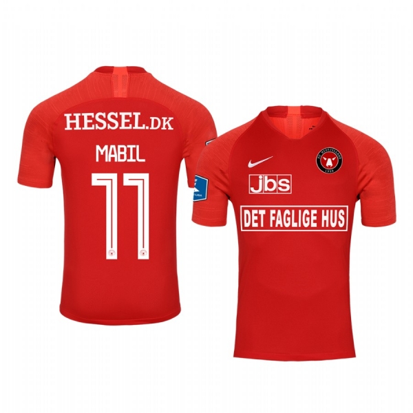 Awer Mabil Midtjylland Away Red Short Sleeve Jersey