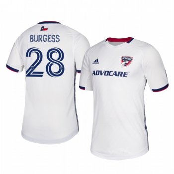 Nkosi Burgess FC Dallas 2020-21 Away Men's White Short Sleeve Jersey