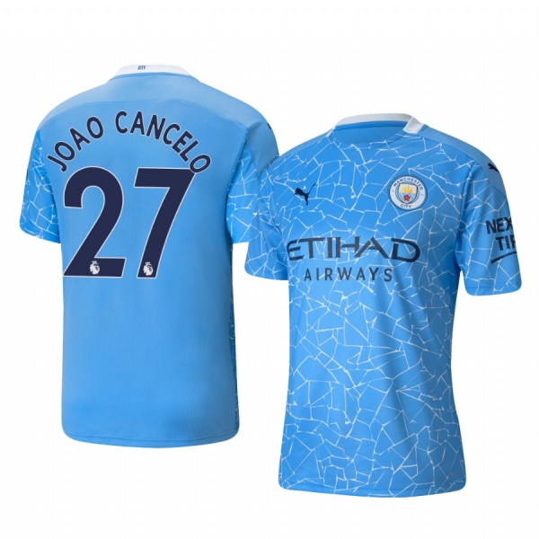 Joao Cancelo Manchester City 2020-21 Home Replica Short Sleeve Blue Jersey