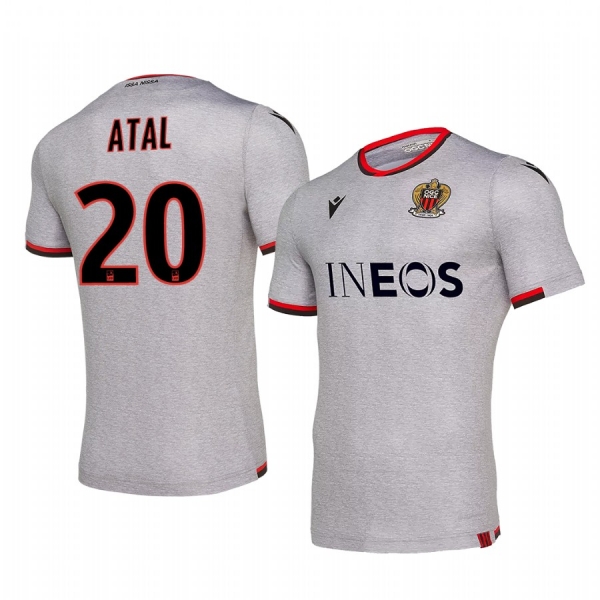 OGC Nice Youcef Atal Men's Grey Away Short Sleeve Jersey 19-20