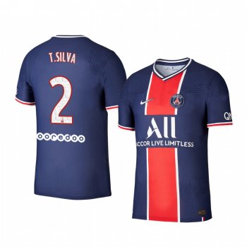 Paris Saint-Germain Thiago Silva Men's Navy Home Short Sleeve Jersey 2020-21