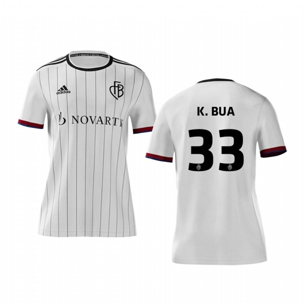 Youth Basel Kevin Bua White Away Short Sleeve Jersey 19-20