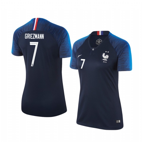 Women's Antoine Griezmann France 2018 World Cup Champions Home Navy Short Sleeve Jersey