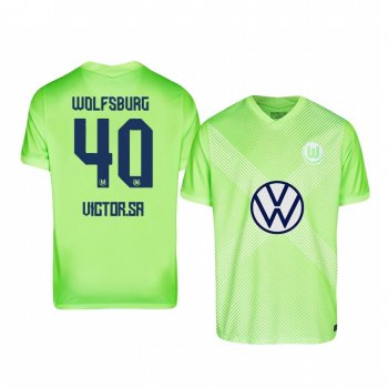 João Victor VfL Wolfsburg 2020-21 Away Men's Green Short Sleeve Jersey