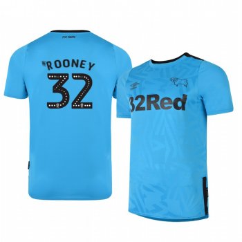 Wayne Rooney Derby County 19-20 Away Men's Blue Official Short Sleeve Jersey