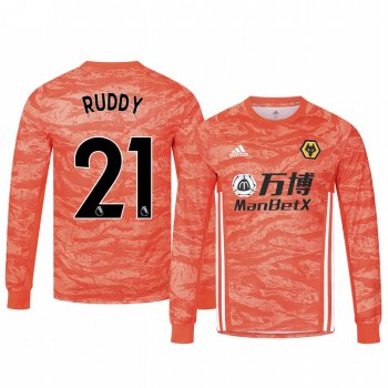 19-20 Wolverhampton Wanderers John Ruddy Orange Goalkeeper Away Jersey Men's