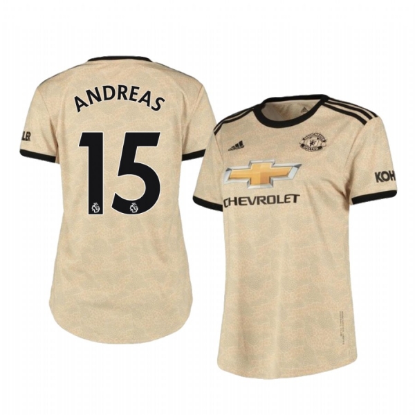 Women's Andreas Pereira Manchester United Away Short Sleeve Jersey 19-20