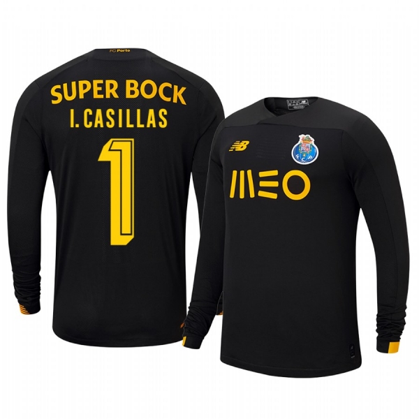 Iker Casillas Fernandez Porto 19-20 Home Goalkeeper Men's Black Retired Player Jersey