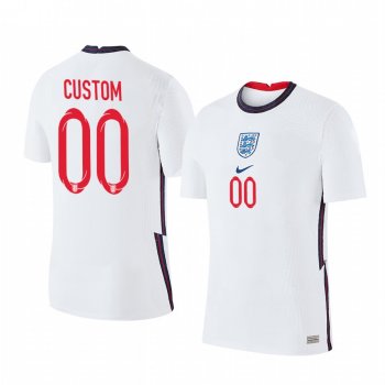 Custom England 2020 White Home Men's Short Sleeve Jersey