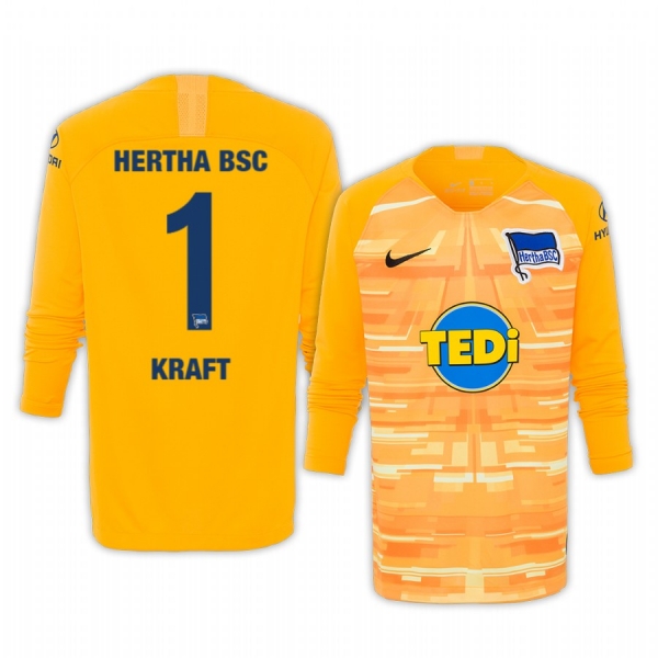 19-20 Hertha BSC Thomas Kraft Yellow Goalkeeper Long Sleeve Jersey Men's