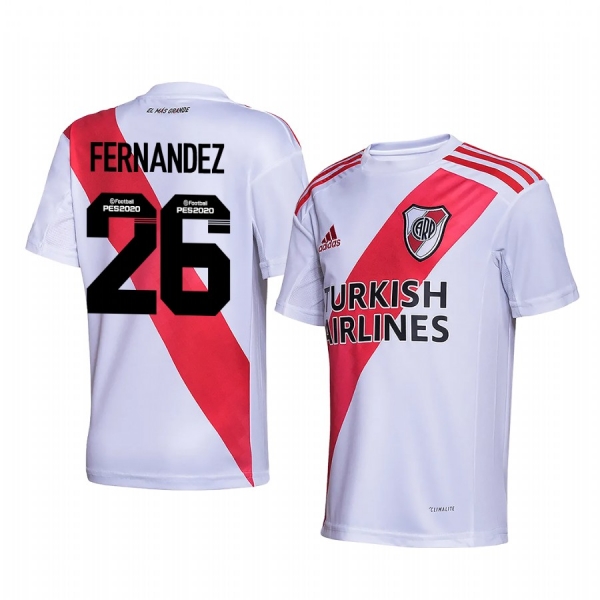 River Plate Ignacio Fernandez 2020 Home Men's White Red Short Sleeve Jersey