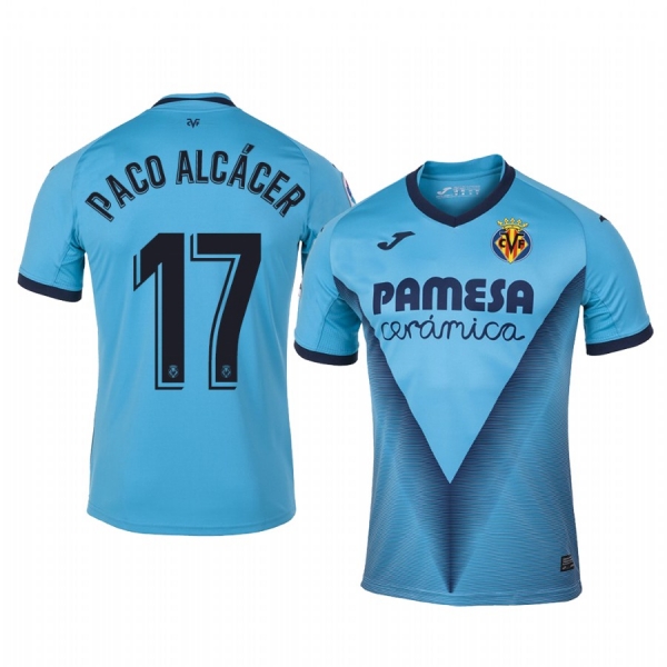 Paco Alcacer Villarreal 19-20 Third Men's Blue Alternate Short Sleeve Jersey