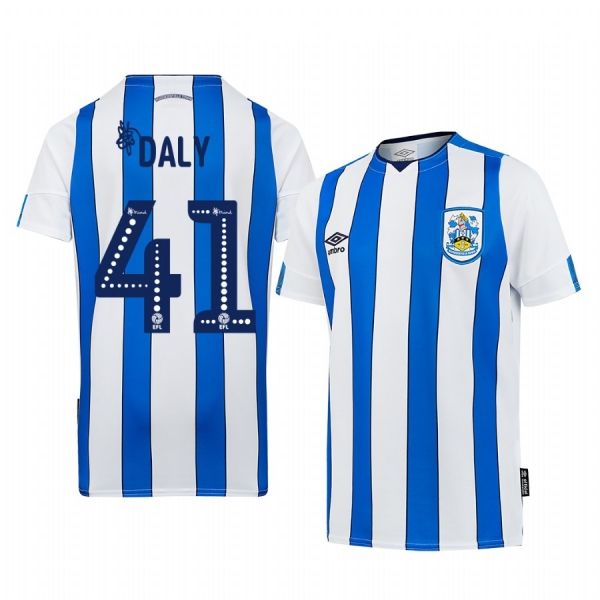 Huddersfield Town Matty Daly 19-20 Home Men's White Blue Short Sleeve Jersey