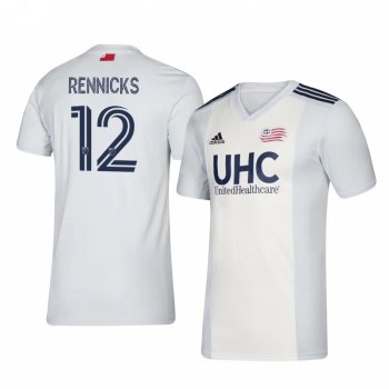 Justin Rennicks New England Revolution 2020-21 Away Men's White Short Sleeve Jersey