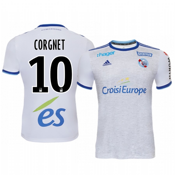 Benjamin Corgnet Strasbourg 19-20 White Away Replica Jersey Men's