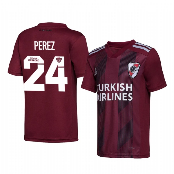 River Plate Enzo Perez 2020 Away Men's Red Short Sleeve Jersey