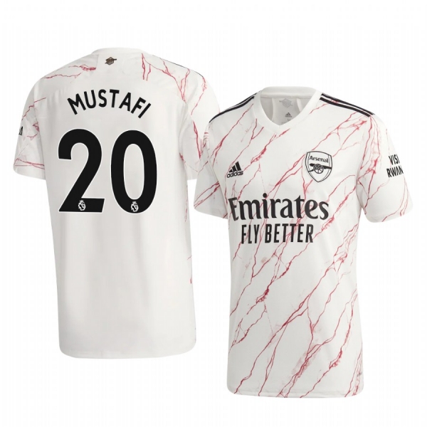 Shkodran Mustafi Arsenal 2020-21 Away Men's White Short Sleeve Jersey