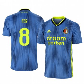 Leroy Fer Feyenoord 19-20 Away Men's Blue Official Short Sleeve Jersey