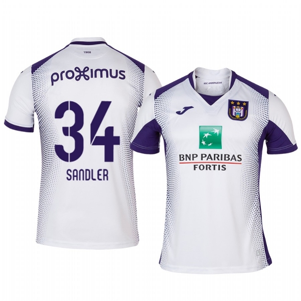 Philippe Sandler Anderlecht 19-20 Away Men's White Short Sleeve Jersey