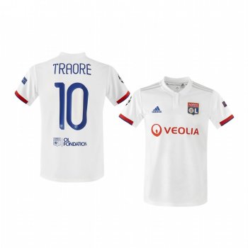 Youth Bertrand Traore Olympique Lyonnais 2020 UEFA Champion League Home White Short Sleeve Jersey