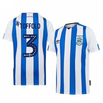 Huddersfield Town Harry Toffolo 19-20 Home Men's White Blue Short Sleeve Jersey