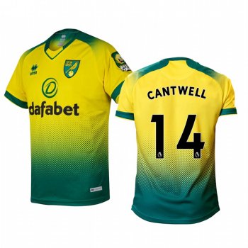 Todd Cantwell Norwich City 19-20 Home Men's Yellow Green Official Short Sleeve Jersey