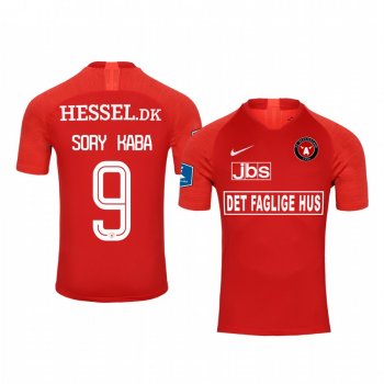 Sory Kaba Midtjylland Away Red Short Sleeve Jersey