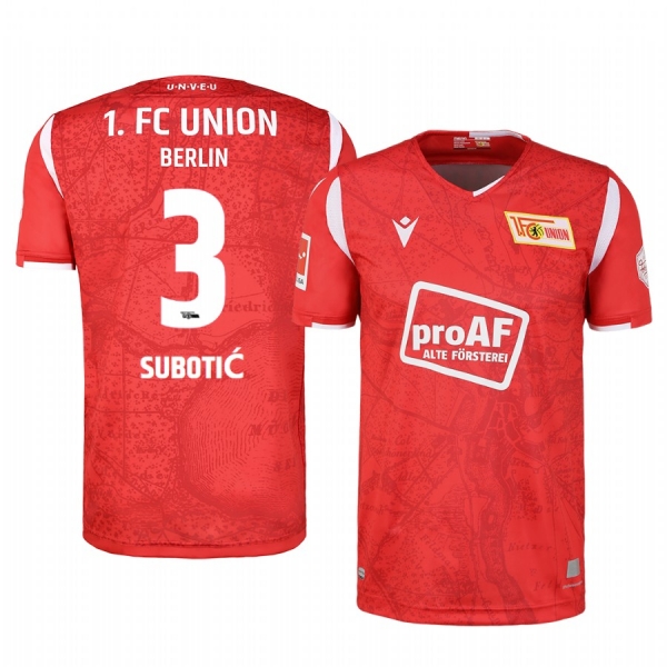 Union Berlin Neven Subotic Men's Red 100th Anniversary Short Sleeve Jersey 2020