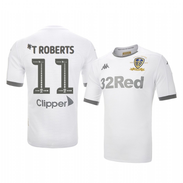 Tyler Roberts Leeds United Home White 100 Year Crest Jersey